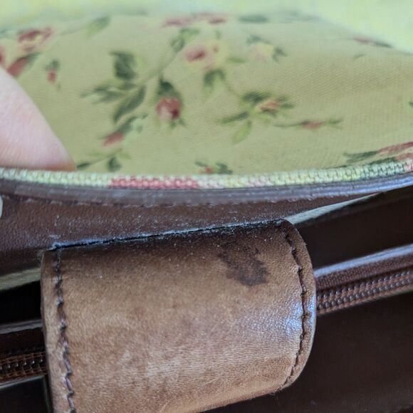 Fossil Bag Purse Yellow Floral Pink Leather Vintage Y2K Rose Cottage Grunge - Picture 12 of 16